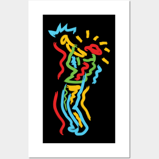 Funny Colorful  Trumpet Player Posters and Art